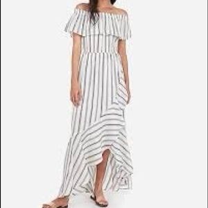 🖤 Express off shoulder striped maxi dress